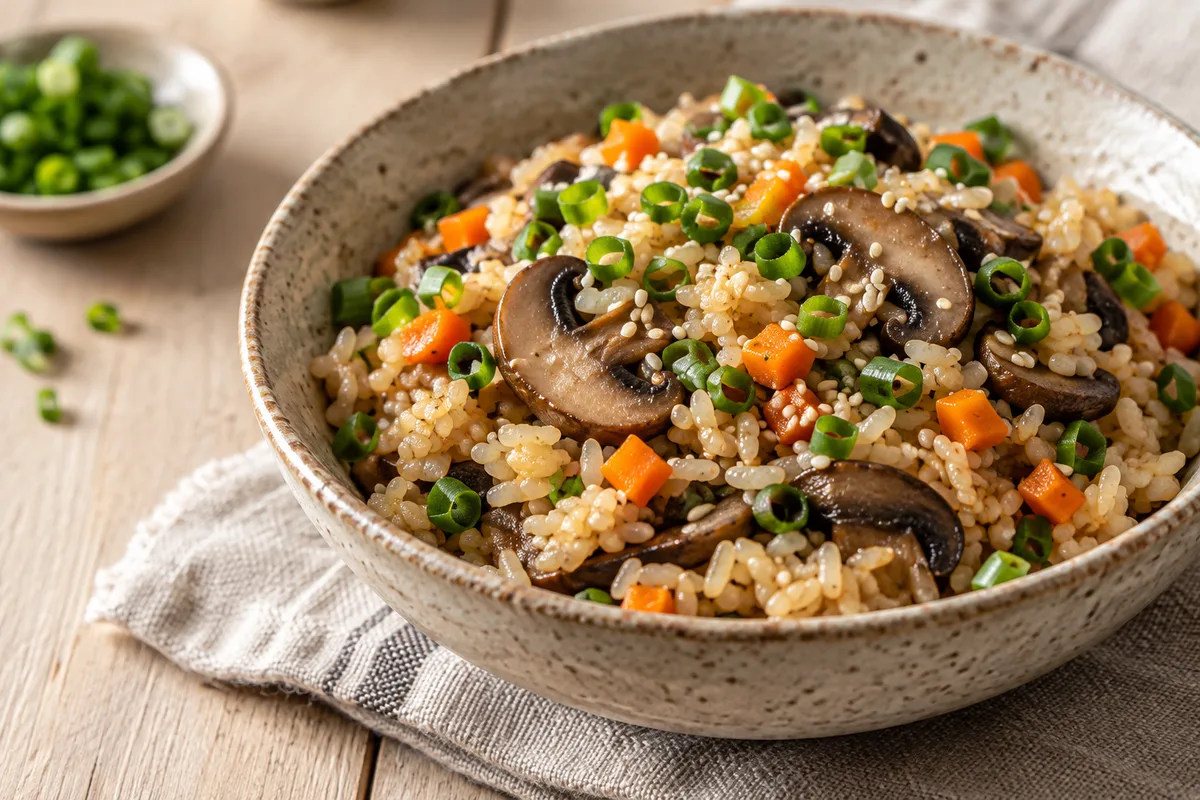 Rice cooker mushroom rice — AI-generated illustration